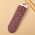 Cozy women's winter knit slouch socks, thick warm long tube socks for comfortable daily wear. - One Size / Grey Purple