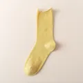 Calcetines de media caña de malla transpirable color liso verano mujer variante amarilla - Talla única / Amarillo Mostaza