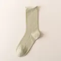 Women light green mid-tube socks solid breathable mesh casual daily comfortable socks - One Size / Green