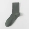Hombres verano transpirable color solido malla algodon calcetines tubo medio gris - Calcetines tobilleros de puro algodón con suela de masaje / Verde Militar