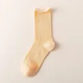 Summer thin solid color mesh breathable mid-calf socks for women, comfortable daily wear. - One Size / Orange