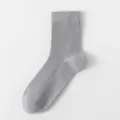 Men summer breathable mesh crew socks solid grey cotton casual comfortable athletic long socks - Light Gray