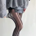 Zwarte netkousen en visnet panty met ruit patroon verticale strepen elastische dames - Eén maat / Zwart