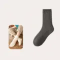 Herren Thermowolle Socken Herbst Winter verdickte gemütliche Fleece-gefütterte Mittelsocken dunkelgrau - Dunkelgrau