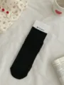 Black mesh slouch socks, lightweight breathable Korean style solid mid-calf socks for women - One Size / Black