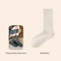 Calcetines de lana gruesos y cálidos para mujer invierno, calcetines largos cómodos color blanco - Talla única [calcetines de lana cálidos] / Blanco Crema