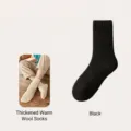 Herren Thermowolle Socken Winter dicke warme Crew Socken schwarz Plüsch gefütterte Socken - Schwarz