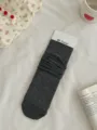 Dark grey slouch socks for women, breathable thin mid-calf hosiery for spring and summer. - One Size / Dark Gray