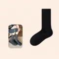 Calcetines térmicos gruesos de lana negra para mujer, calcetines de dormir suaves de invierno. - Talla única [calcetines de lana cálidos] / Negro
