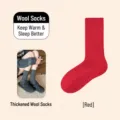 Women thick warm wool socks winter cozy knit tube socks solid red comfortable thermal hosiery - One Size [Warm Wool Socks] / Red