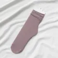 Calcetines slouch acanalados de color liso para mujer, calcetines medios transpirables finos diario - Talla única / Rosa Palo