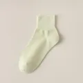 Calcetines mujer verano media canña algodón verde claro liso casual transpirable SKU. - Talla única / Verde claro
