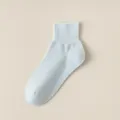 Calcetines de tubo medio de verano azul claro para mujer, calcetines de algodón casual. - Talla única / Azul claro