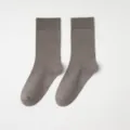 Men's cotton ribbed crew socks in grey, breathable business dress socks for daily wear. - One Size / Coffee