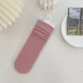 Pink ribbed crew socks, casual stacked sock style, soft daily wear, comfortable knit hosiery. - One Size / Pink
