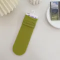 Green ribbed mid-calf stacking socks for women, breathable casual cotton hosiery daily. - One Size / Fruit Green
