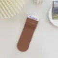 Women solid color ribbed mid-calf casual socks breathable daily fashion hosiery item - One Size / Dark Brown