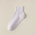Calcetines casuales lisos para mujer de algodón ligero transpirable uso diario. - Talla única / Violeta Claro