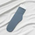 Calcetines de media pantorrilla para mujer lisos acanalados transpirables azul claro - Talla única / Azul Niebla