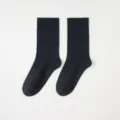 Classic black ribbed crew socks for men, breathable cotton business socks for spring and autumn wear. - One Size / Black