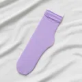 Calcetines morados acanalados de media pantorrilla para mujer, calcetines casuales transpirables. - Talla única / Púrpura