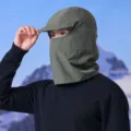 Outdoor windproof full face sun protection hat detail, versatile winter thermal balaclava cap. - Army Green