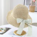 Sombrero de paja de playa de verano con lazo floral variante beige estilo vacacional - M (56-58cm) / JS7004-9 beige 2