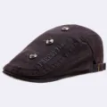 Men's vintage cotton flat cap casual newsboy beret spring summer ivy driving hat - Standard Size (56-60cm) / Dark Gray