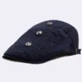 Mens casual cotton flat cap stylish newsboy beret hat spring summer outdoor sun visor solid - Standard Size (56-60cm) / Navy Blue
