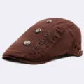 Bruine platte pet voor heren newsboy katoen stijlvolle lente zomer stijl hoed - Standaardmaat (56-60 cm) / koffiekleur