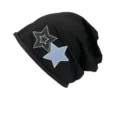 Bonnet slouchy noir pour hommes et femmes avec étoiles brodées, chapeau style streetwear. - Tour de Tête 55-60 / Noir