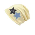 Bonnet slouchy brodé d'étoiles style américain décontracté pour hommes et femmes, tendance. - Tour de Tête 55-60 / Beige