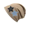 Bonnet slouchy brodé d'étoiles de style américain pour hommes et femmes mode casual wear - Tour de Tête 55-60 / Khaki