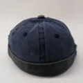 Gorro docker de mezclilla retro para hombre y mujer, gorro miki sin ala estilo callejero. - Ajustable / Azul