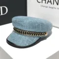 Berretto newsboy in tweed blu da donna cappello rétro elegante con catena visiera chic - Regolabile / Teal