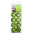 Stainless steel vegetable fruit cutter set with green hand guards for baking cookies. - 10-Piece Set (1 Large + 9 Small) / Green