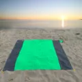 Waterproof beach mat picnic blanket portable folding polyester camping outdoor sunset scene detail - Green Body with Double Gray