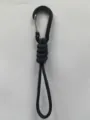 Black paracord lanyard with metal carabiner, durable outdoor accessory for bags and keys. - Mixed 10 cm Rope Length (15 cm Total)