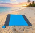 Blau und dunkelgraue wasserdichte Outdoor Picknickmatte faltbare Strandmatte mit Tasche - 140*200cm / Blauer Hauptteil mit doppeltem Grau
