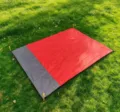 Waterproof outdoor picnic mat portable camping ground sheet with stakes red and grey color - Main Red + Gray