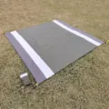 Waterproof outdoor picnic mat, foldable portable camping beach blanket with storage pouch - Army Green, White and Grey
