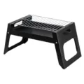 Détail de barbecue à charbon pliant portable avec cadre en métal noir et grille de cuisson. - 46x22x22 cm