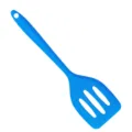 Small blue silicone slotted spatula, heat-resistant kitchen cooking tool for non-stick pans. - S / Blue