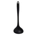 Black silicone soup ladle kitchen tool large integrated cooking spoon with hanging hole - Black