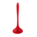 Red silicone soup ladle kitchen tool, one-piece large cooking spoon for porridge and soup. - Red