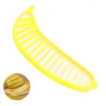 Creative banana slicer tool, one-piece fruit cutter for kitchen use, yellow plastic. - Yellow