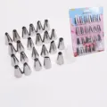 Stainless steel piping tips set 14pcs cake decorating nozzles icing frosting tools for baking. - 24-Piece Set (23 Tips + 1 Coupler)