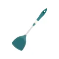 Dark green silicone spatula with metal handle and hanging hole for non-stick cookware. - Turner Spatula / Dark Green