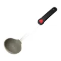 Silicone soup ladle with stainless steel handle, heat resistant cooking tool for kitchen. - Soup Spoon / Gray