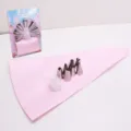 Stainless steel 12-piece piping tips set with pink pastry bag for cake decorating - 9-Piece Set (7 Tips + 1 Coupler + 1 Piping Bag)